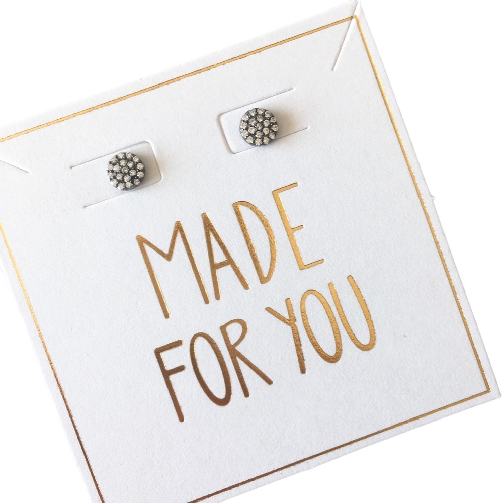 new Pave CZ Cubic Zirconia Studs ✦ Rhodium Plated Sterling Silver ✦ .925 SS ✦ - Picture 6 of 16